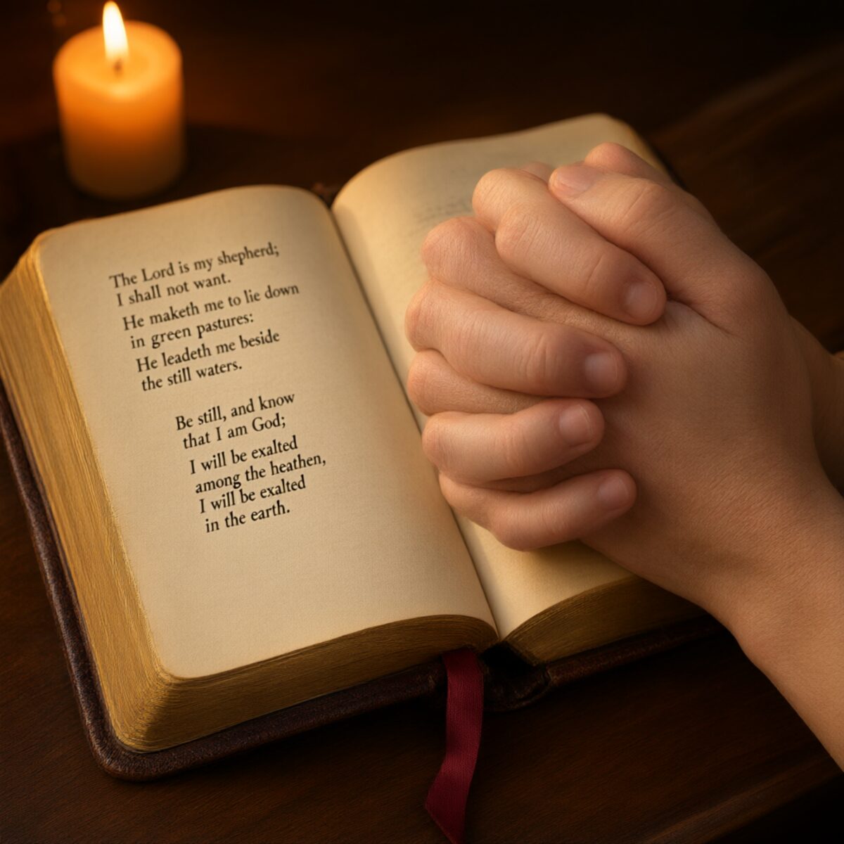 Hands clasped in prayer